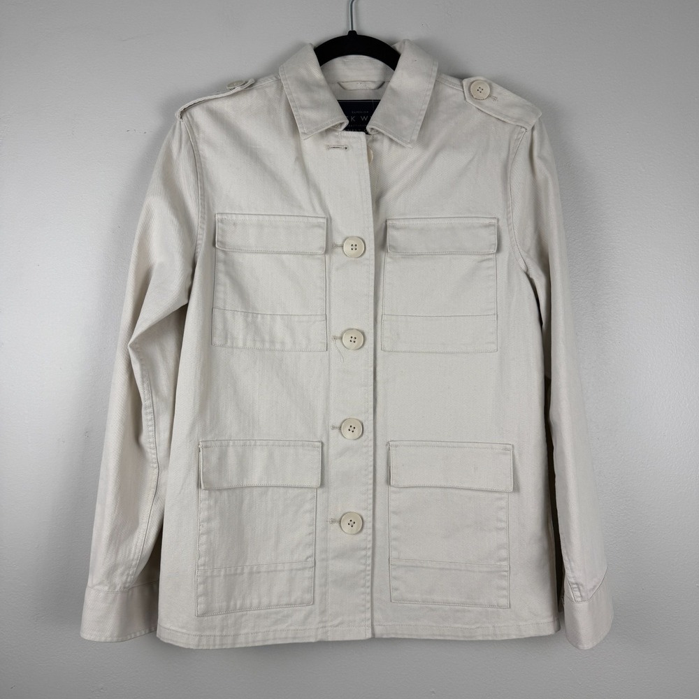 Jack Wills Garrowby Utility Jacket Women's 4‎ Beige Grunge Collar Button Front